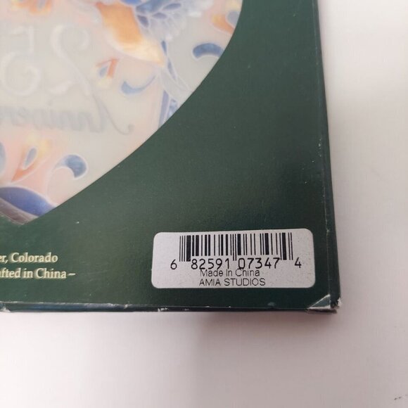 Vintage AMIA 25th Anniversary Stained Glass Sun Catcher Birds Hearts Silver Key - Picture 4 of 9